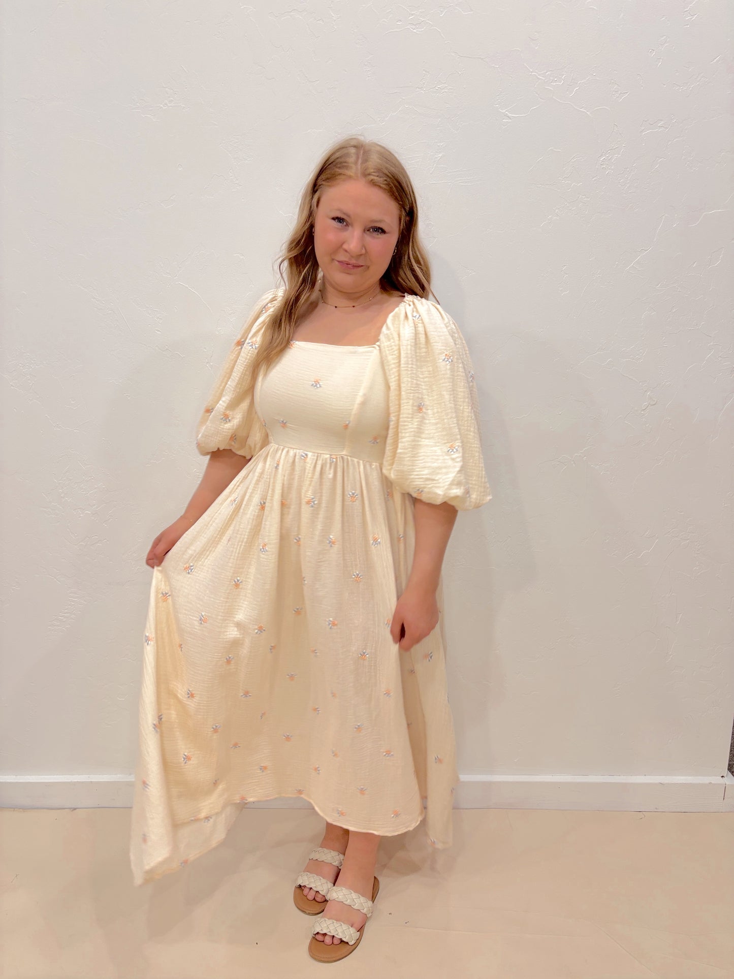 Lillian Cream Midi Dress