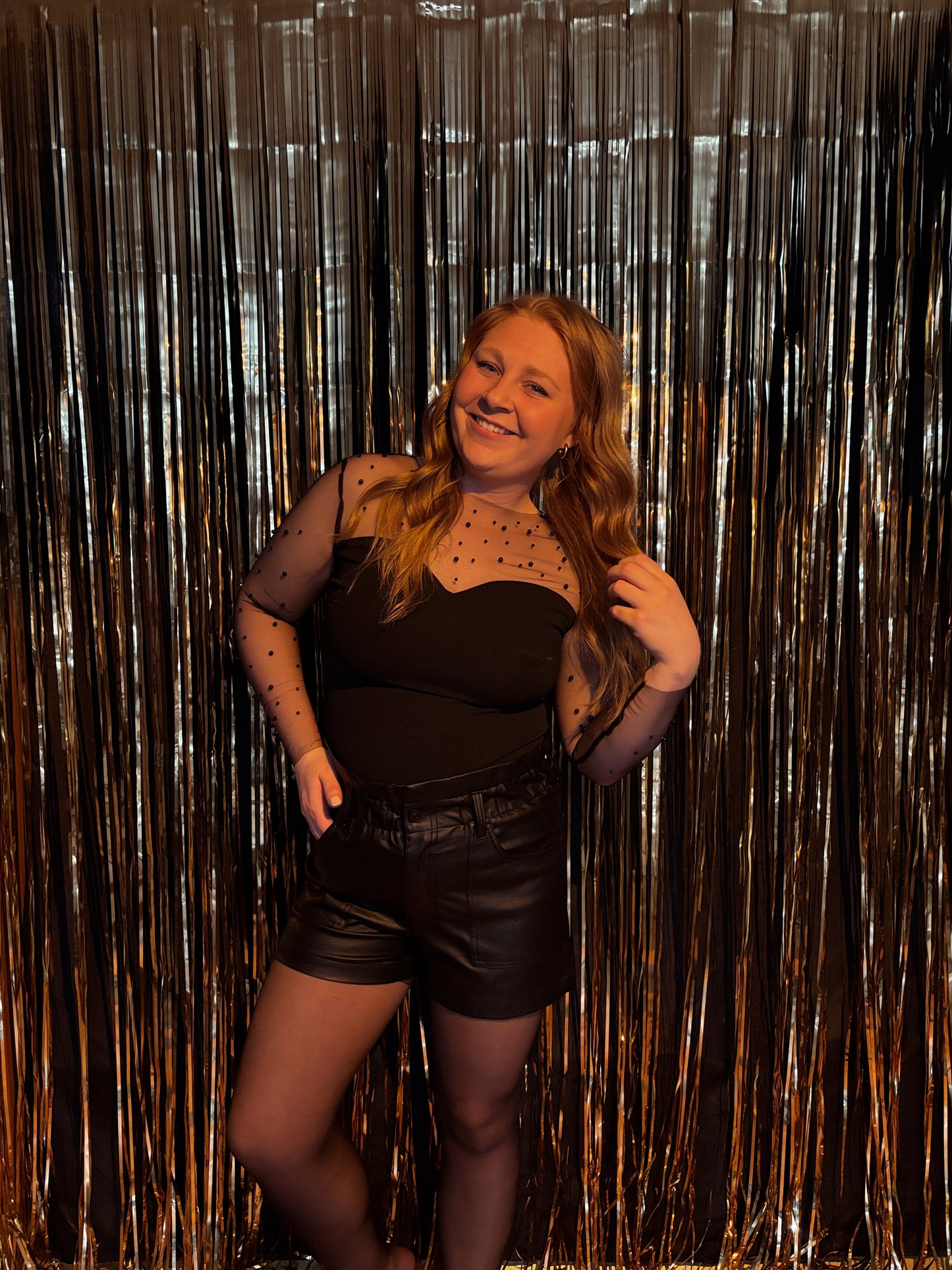 Pearl Dreams Mesh Top - Black