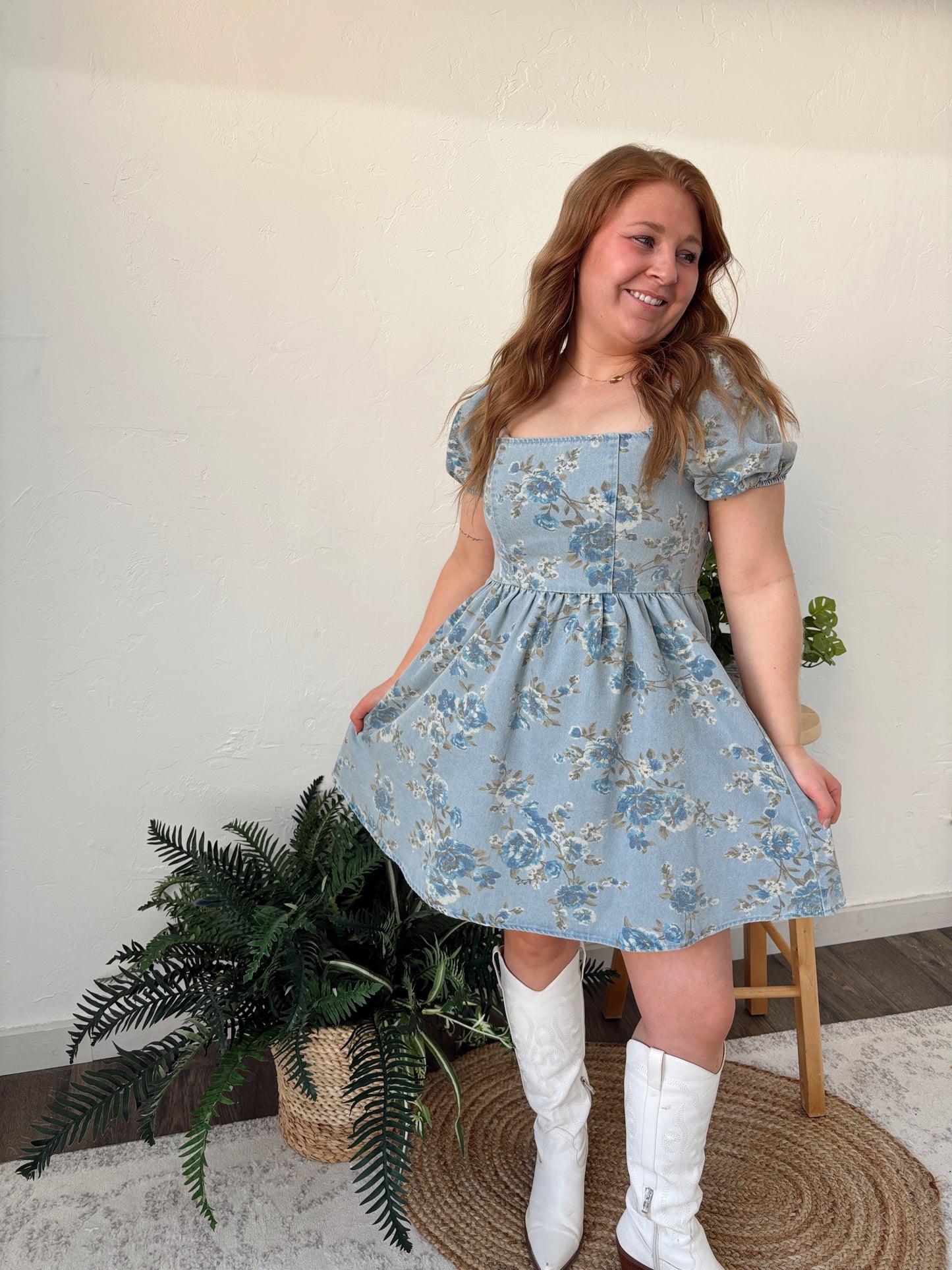 Denim Floral Dress