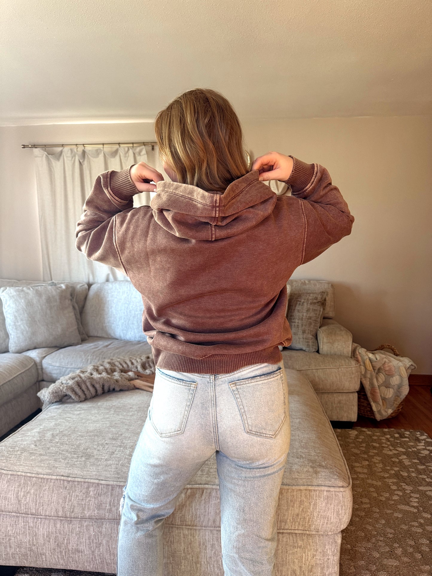 Brown Acid Wash Hoodie