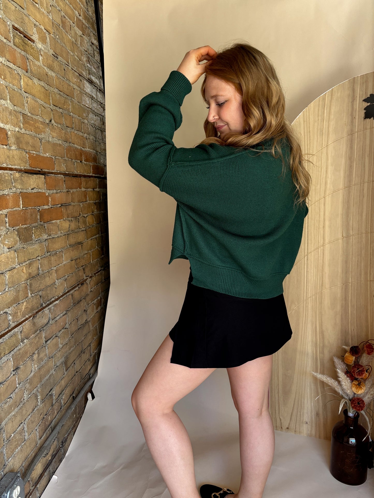 Green Cropped Sweater