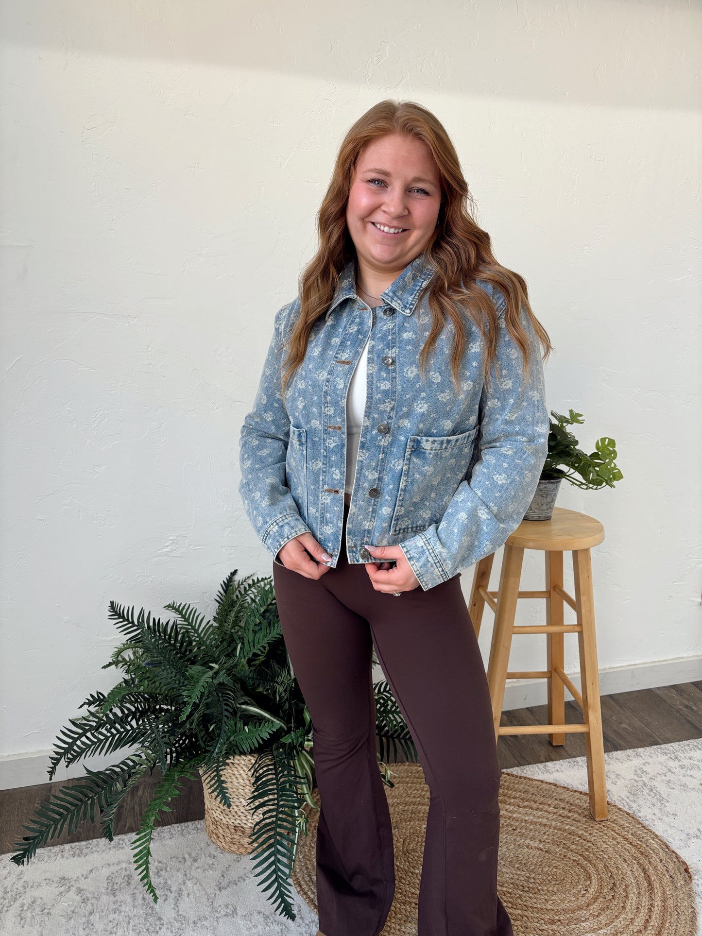 Washed Floral Denim Jacket