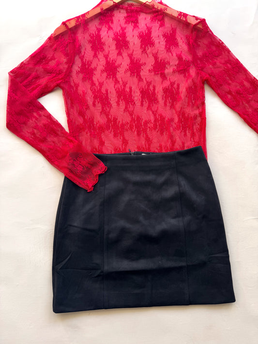 Lace Mesh Top - Red