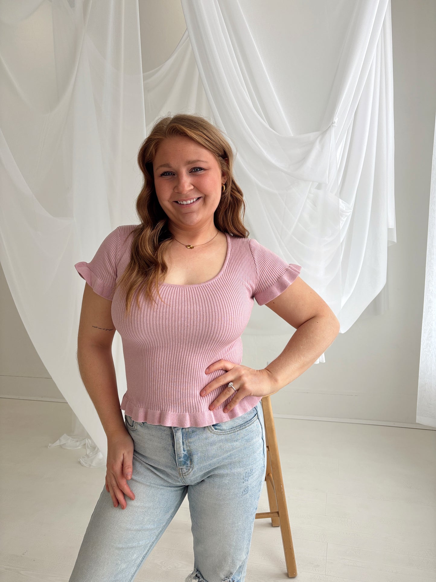 Rosey Ruffle Knit Top