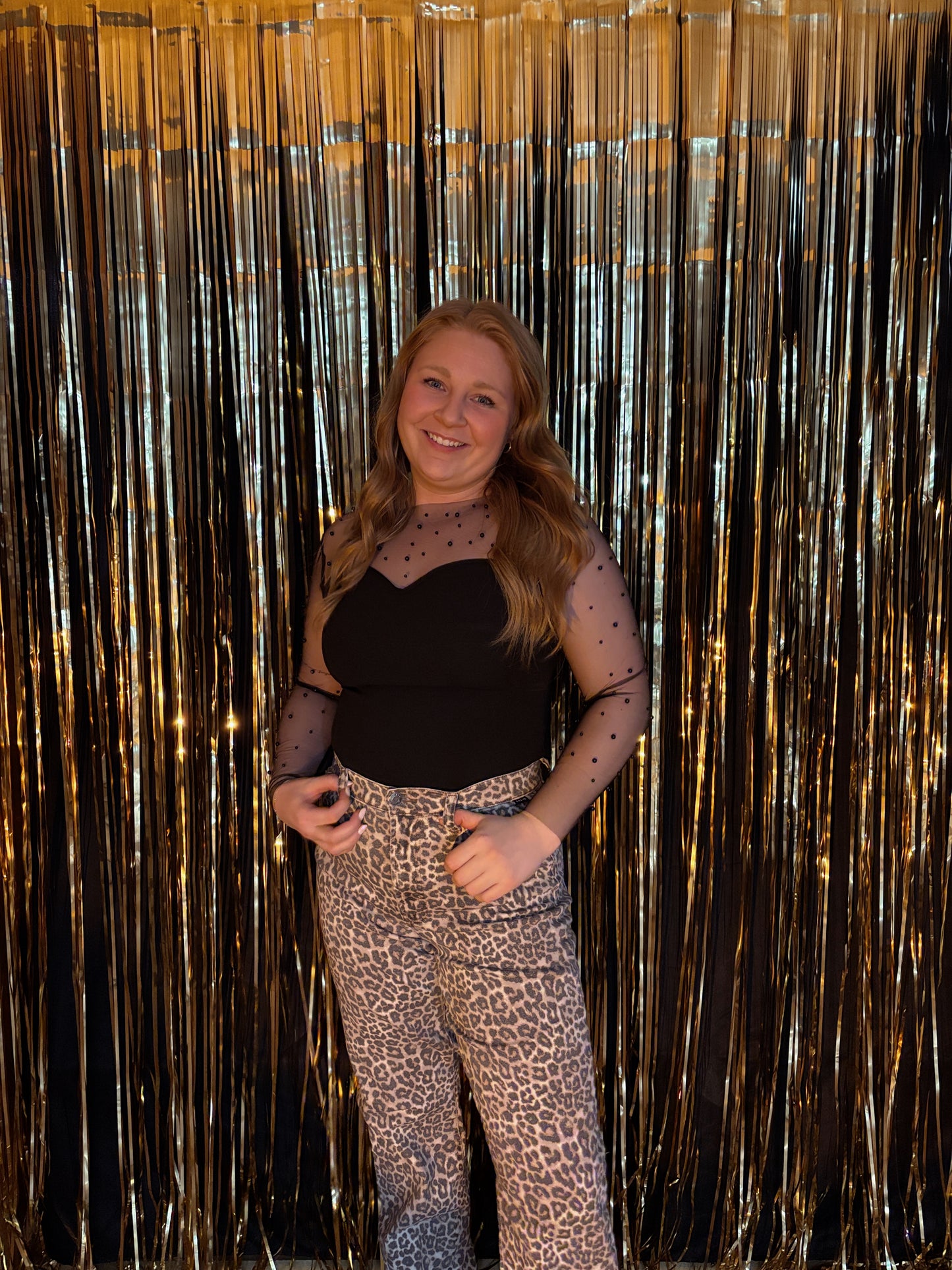 Pearl Dreams Mesh Top - Black