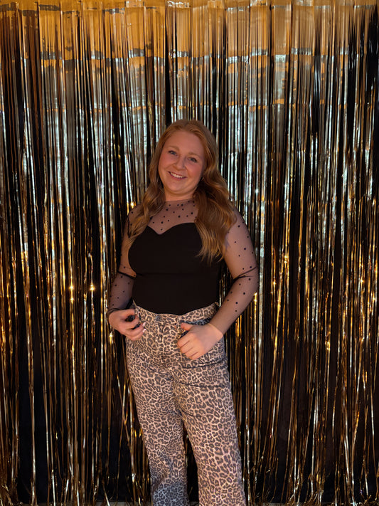 Pearl Dreams Mesh Top - Black