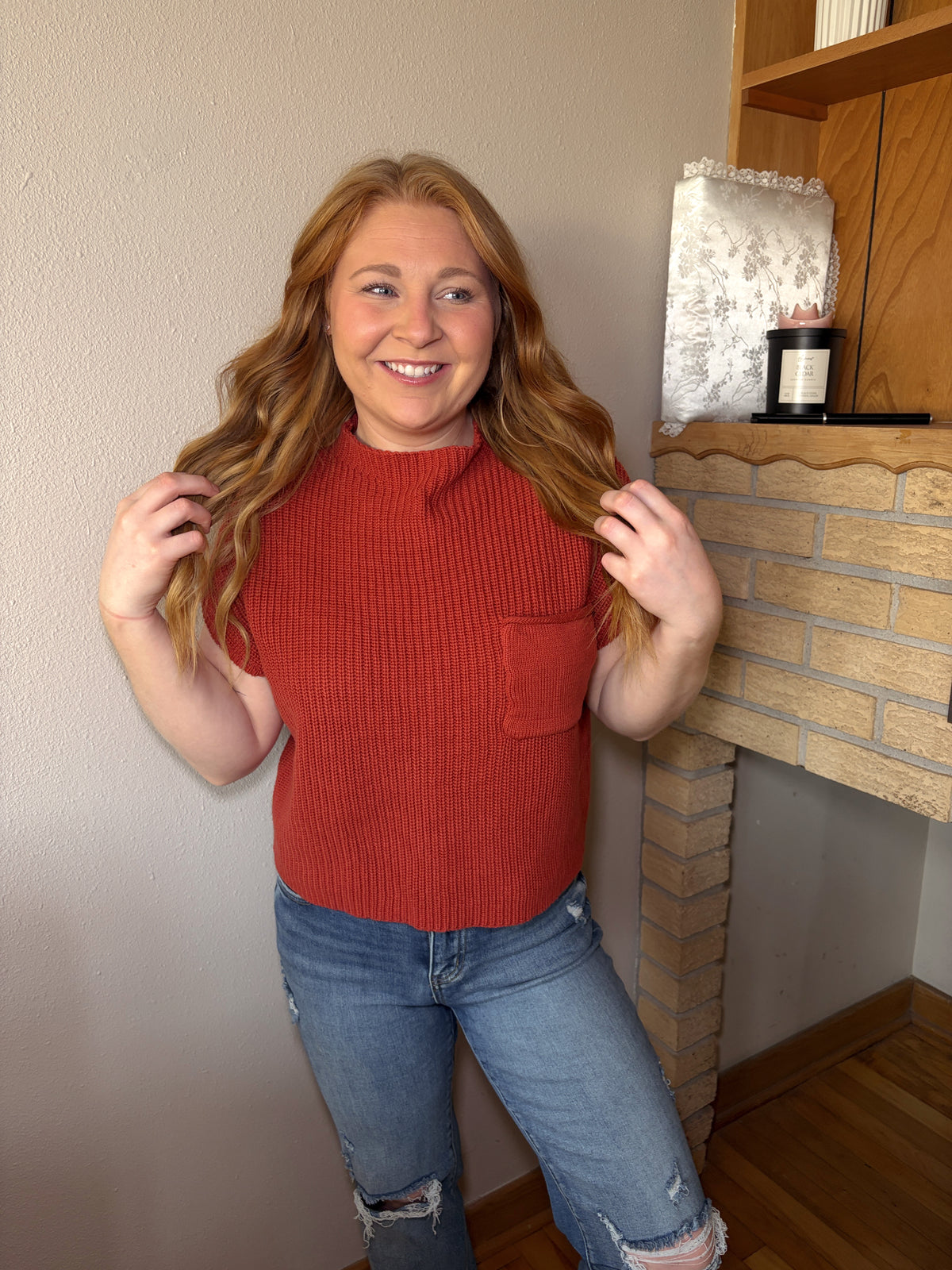 Brooklyn Cropped Sweater - Rust