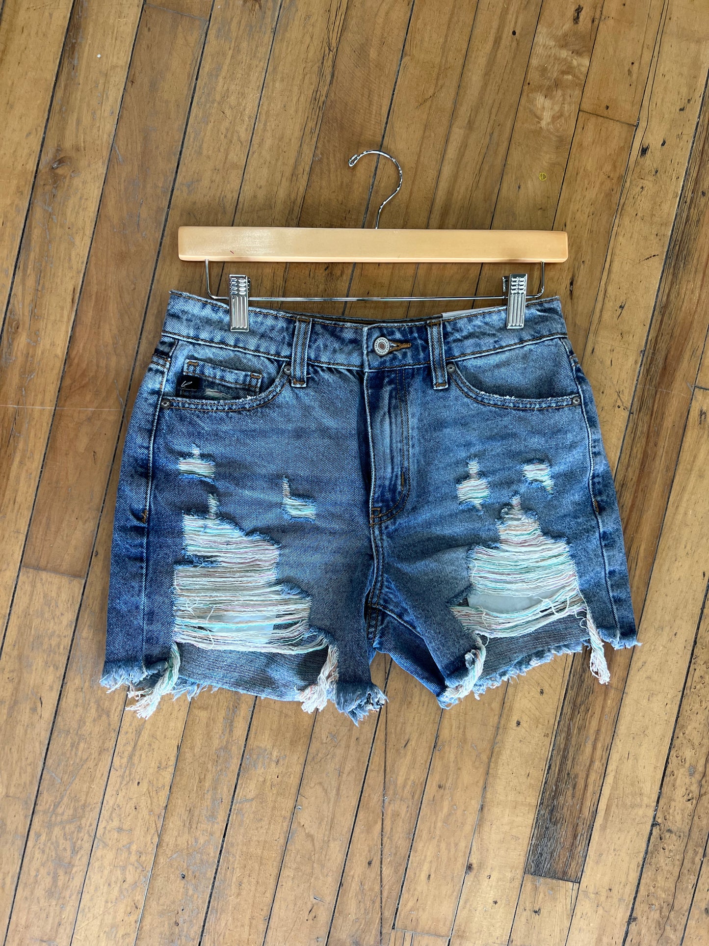 Rainbow Thread Jean Shorts